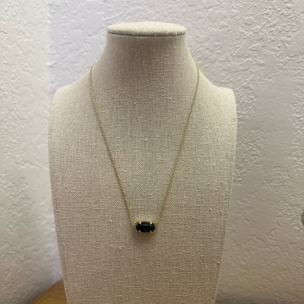 Kendra Scott Elisa Gold Pendant Necklace Black Opaque Glass